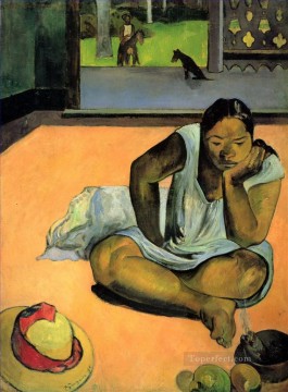 Paul Gauguin Painting - Te Faaturuma Mujer Inquietante Postimpresionismo Primitivismo Paul Gauguin
